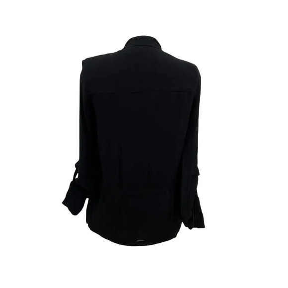Aritzia Babaton Hamelin Jacket Crepe Draped Button Drawstring Black Size XS - Picture 9 of 12
